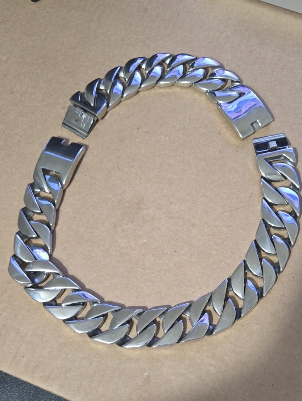 Men's Heavy Chunky Cuban Link Necklace And Bracelet - Polished Stainless Steele